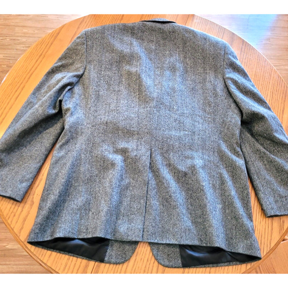 Bert Pulitzer Blazer Jacket Mens 46 R Gray Herringbone Wool Camel Hair Academia - Picture 9 of 15